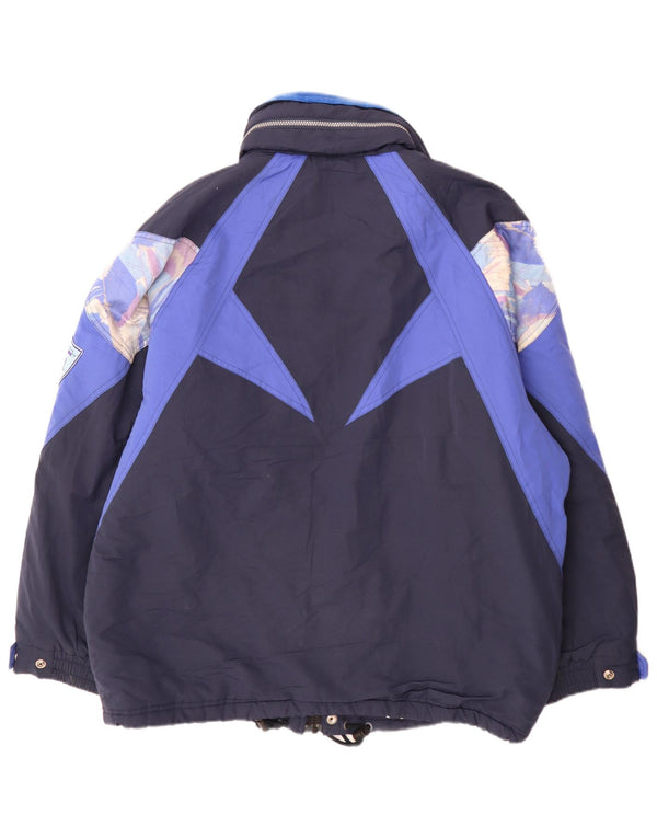 Jaqueta de esqui masculina acolchoada com capuz Sergio Tacchini UK 42 XL azul marinho esportivo