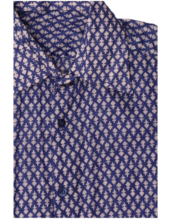 Camisa Masculina Vintage Média Azul Floral