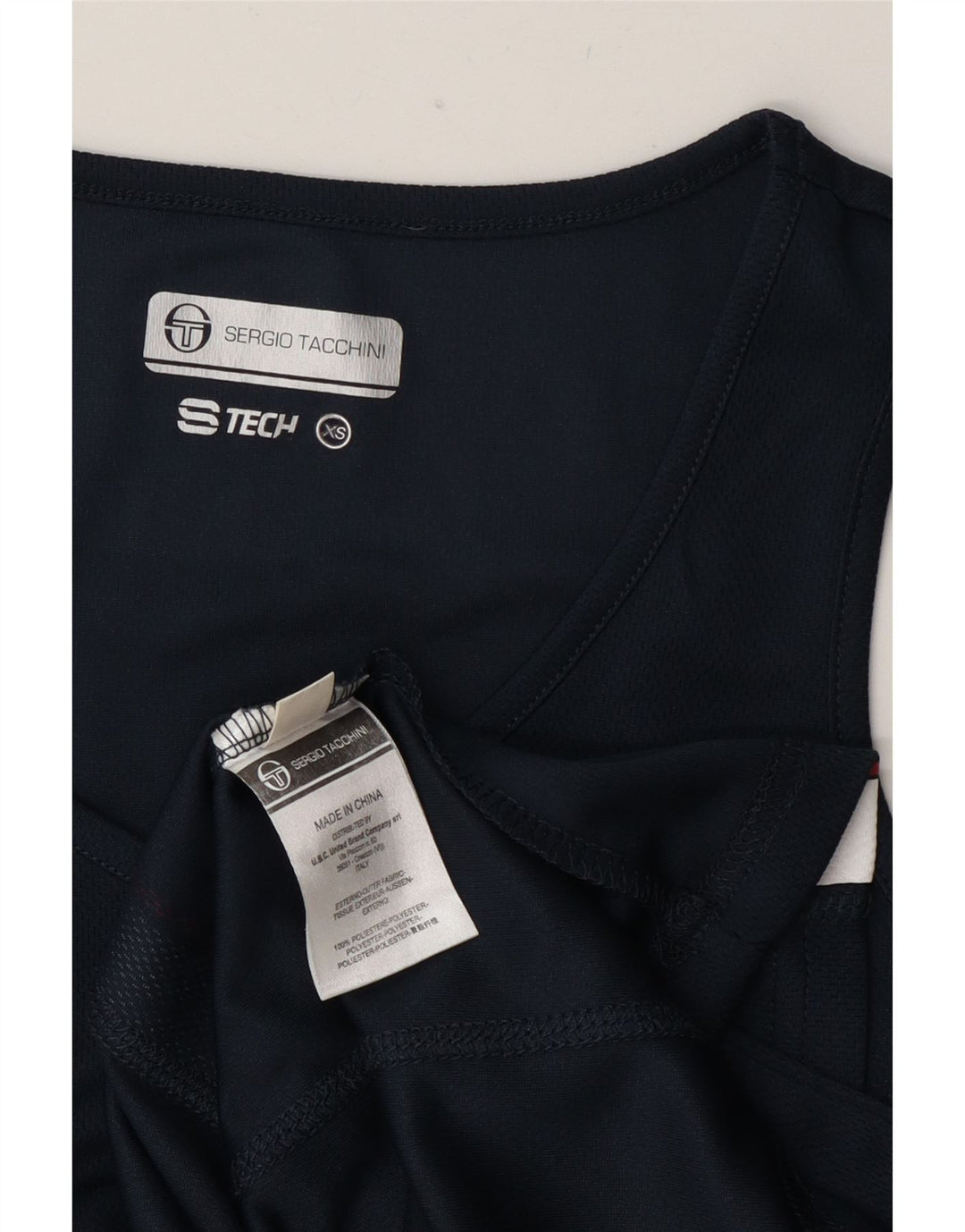 Colete feminino Sergio Tacchini UK 6 XS azul marinho colorblock poliéster