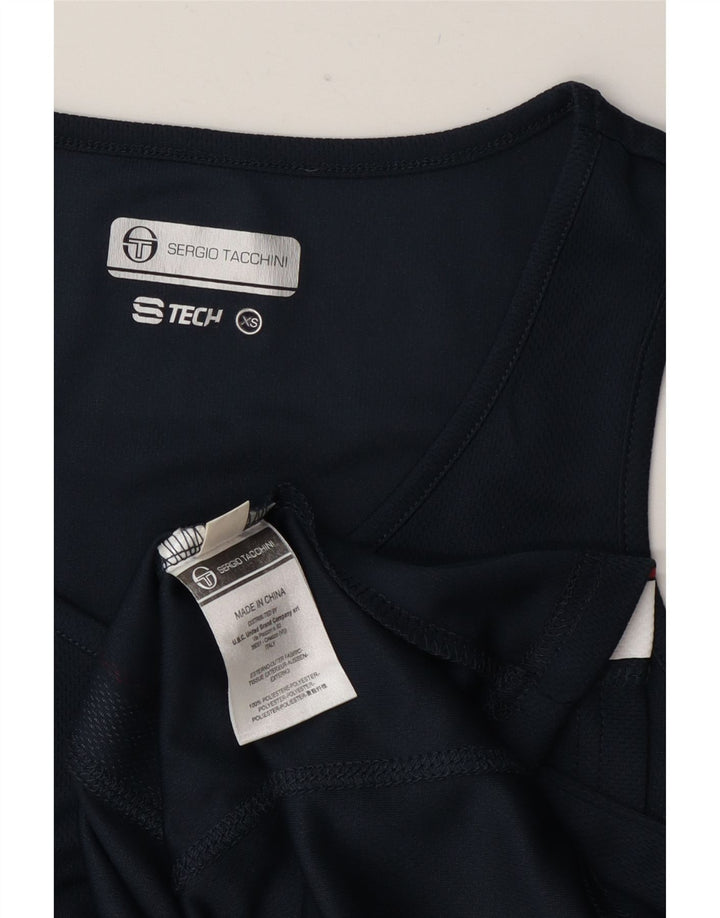 Colete feminino Sergio Tacchini UK 6 XS azul marinho colorblock poliéster