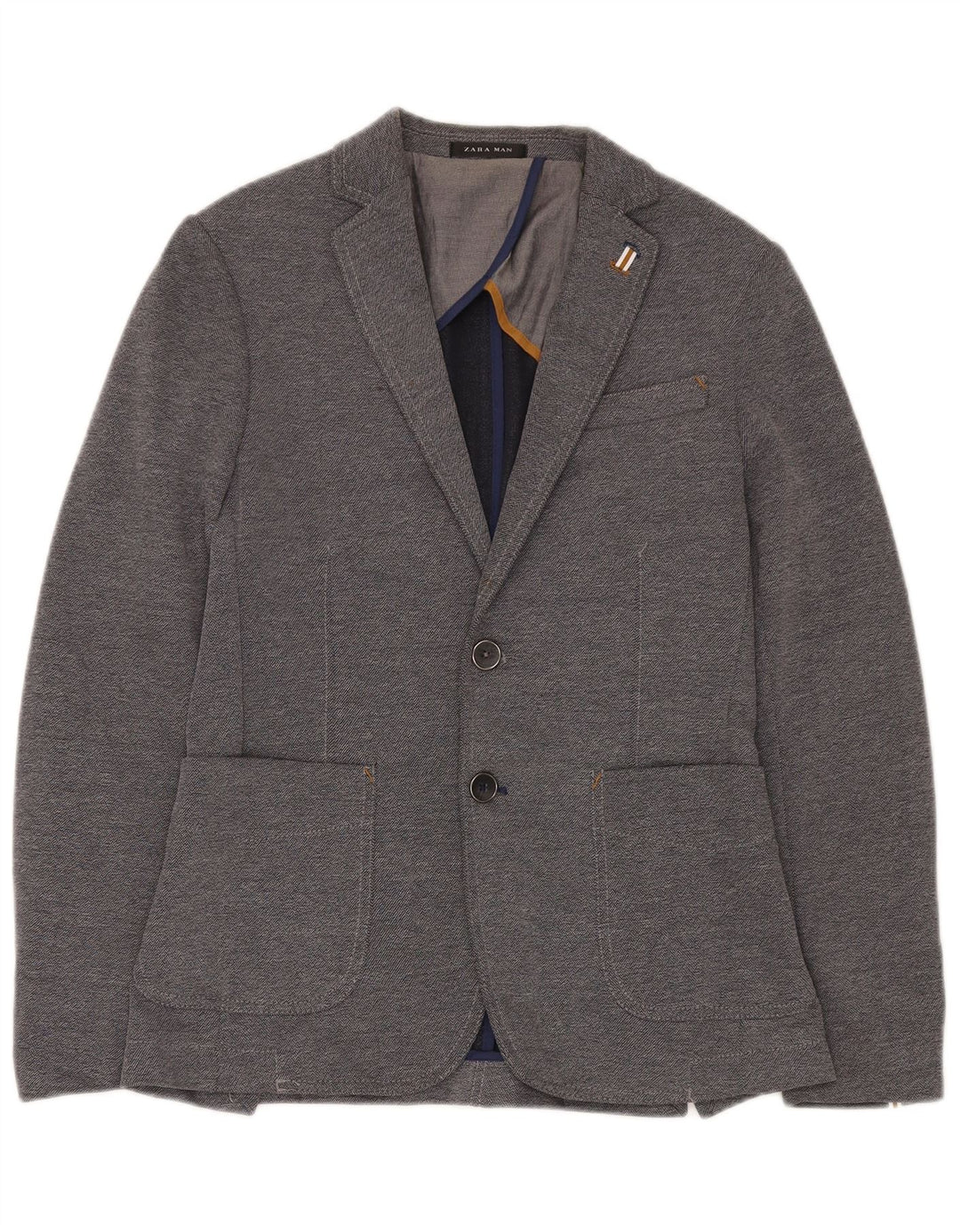 Jaqueta blazer masculina Zara com 2 botões EU 46 poliéster cinza pequeno