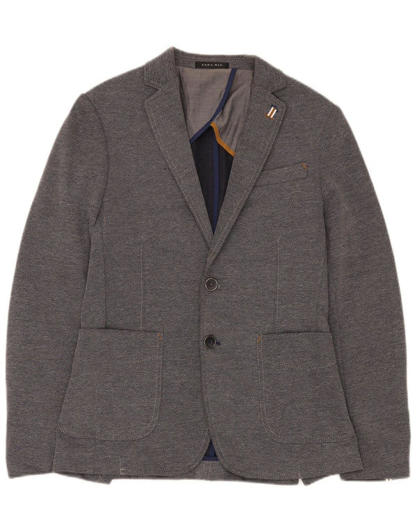Jaqueta blazer masculina Zara com 2 botões EU 46 poliéster cinza pequeno