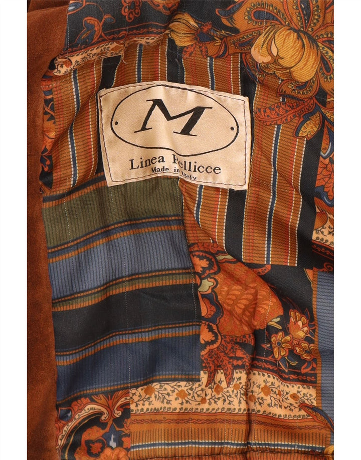 Casaco feminino vintage de camurça oversized com peito duplo IT 42 marrom médio