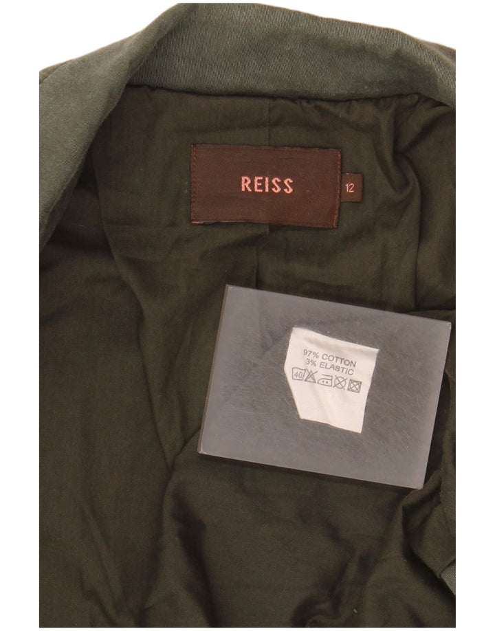 Jaqueta blazer feminina Reiss com 1 botão Reino Unido 12 algodão verde médio