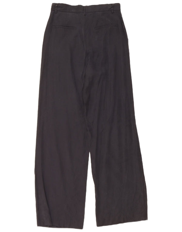 Zara Calça Chino Feminina Cintura Alta Perna Larga Médio W28 L32 Azul Marinho