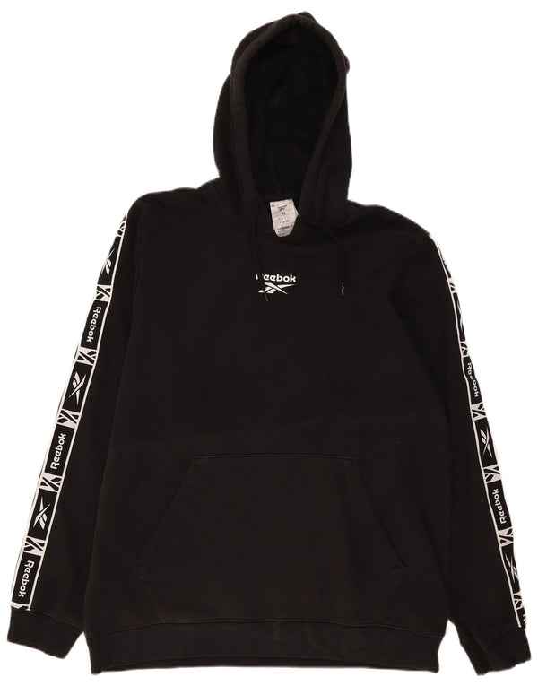 Reebok Mens Graphic Hoodie Jumper XL Algodão Preto