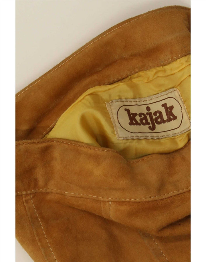 Saia larga de camurça feminina vintage W26 pequena marrom