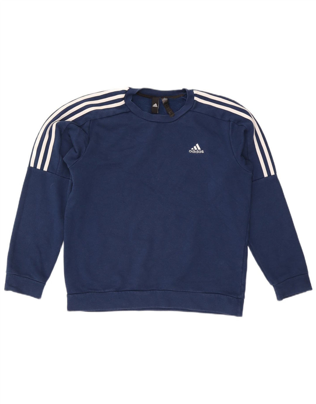 Adidas Mens Moletom Jumper Pequeno Algodão Azul Marinho