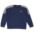 Adidas Mens Moletom Jumper Pequeno Algodão Azul Marinho