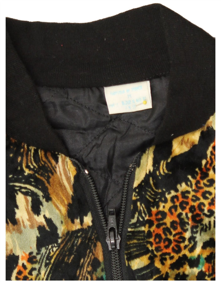 Jaqueta bomber feminina vintage UK 14 com estampa animal multicolorida média