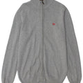CREW CLOTHING Suéter cardigã masculino algodão cinza médio