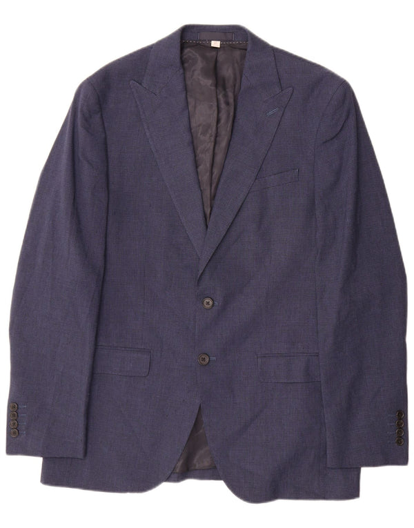 Jaqueta blazer masculina de 2 botões Marks & Spencer Reino Unido 38 Houndstooth azul médio