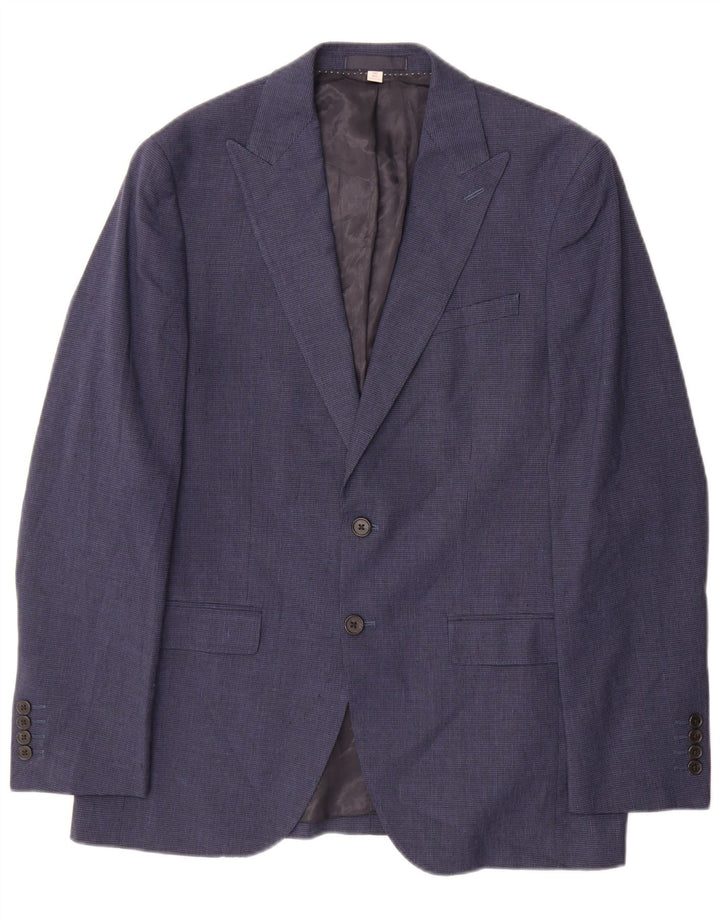 Jaqueta blazer masculina de 2 botões Marks & Spencer Reino Unido 38 Houndstooth azul médio