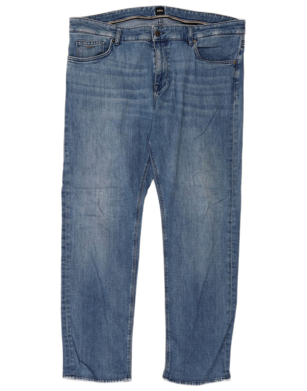 Hugo Boss Masculino Maine Regular Fit Jeans Reto W36 L30 Azul Algodão