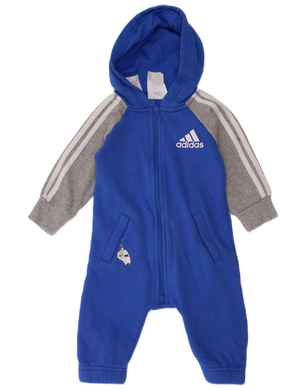 Macacão Adidas Bebê Menino com Capuz 6-9 Meses Azul Colorblock Algodão