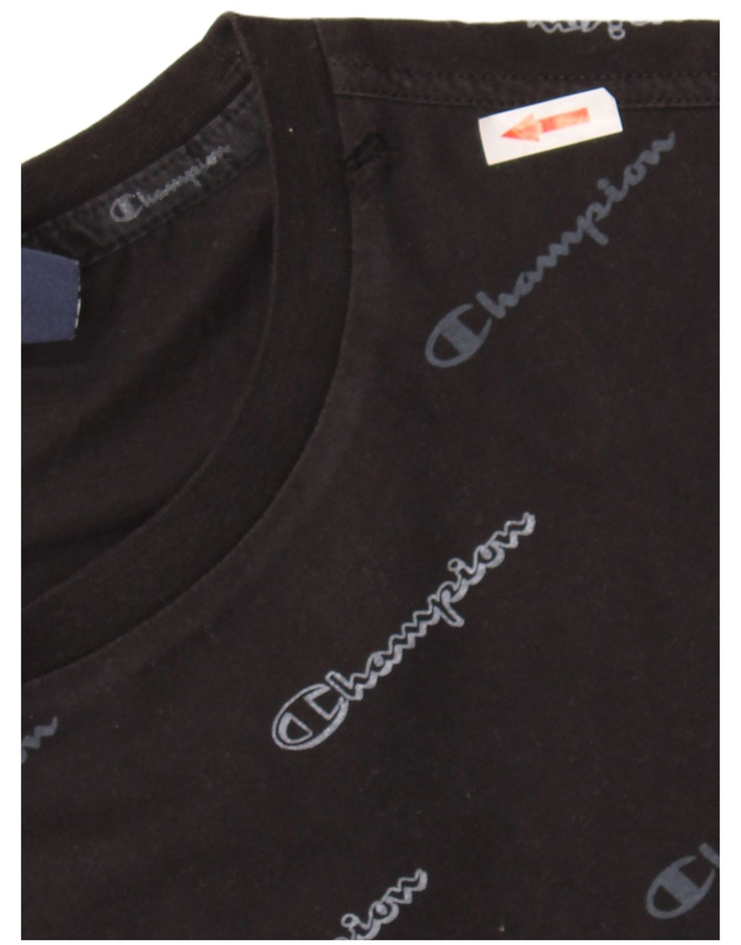 Camiseta masculina gráfica Champion pequena de algodão preto