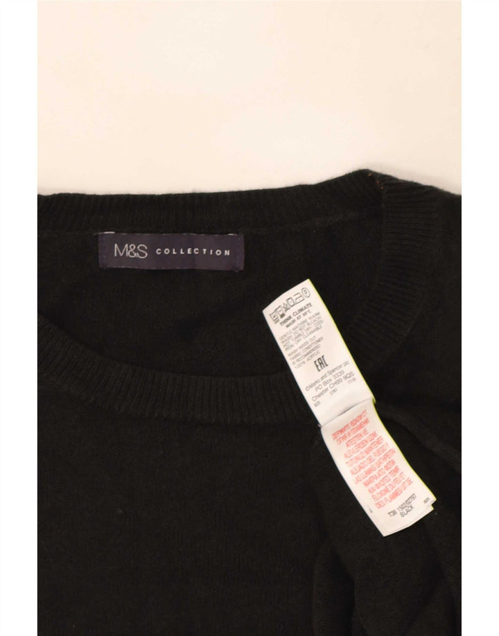 Suéter feminino Marks & Spencer grande com gola redonda Reino Unido 16 grande preto