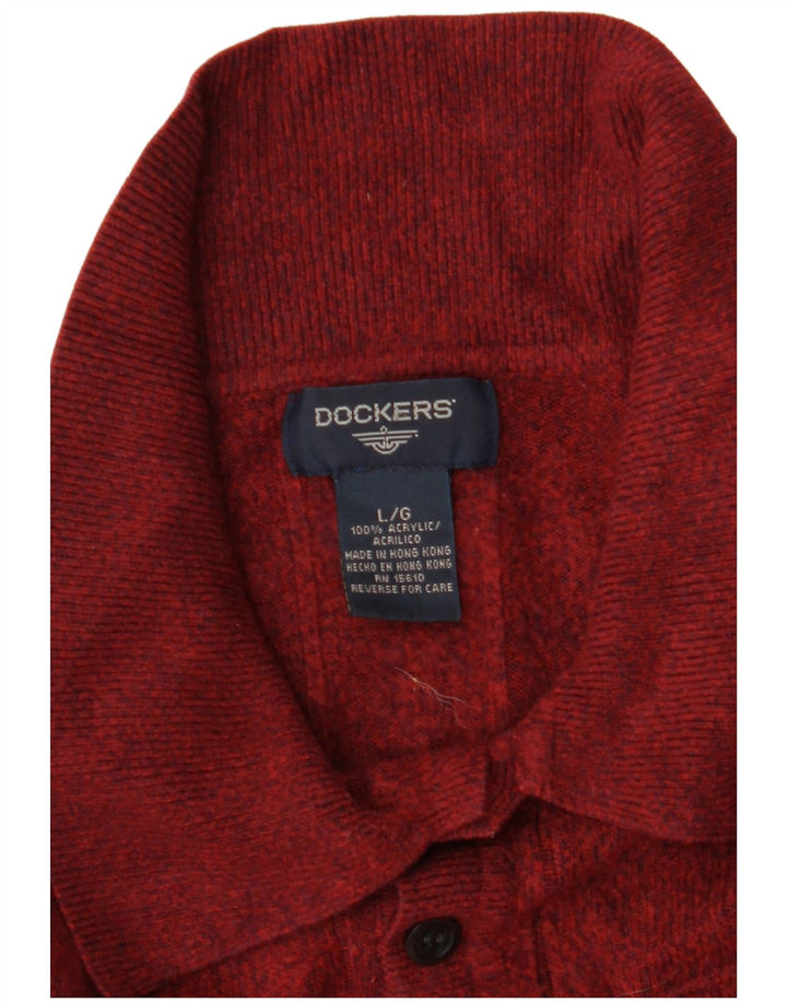 Suéter masculino DOCKERS com gola polo grande acrílico marrom