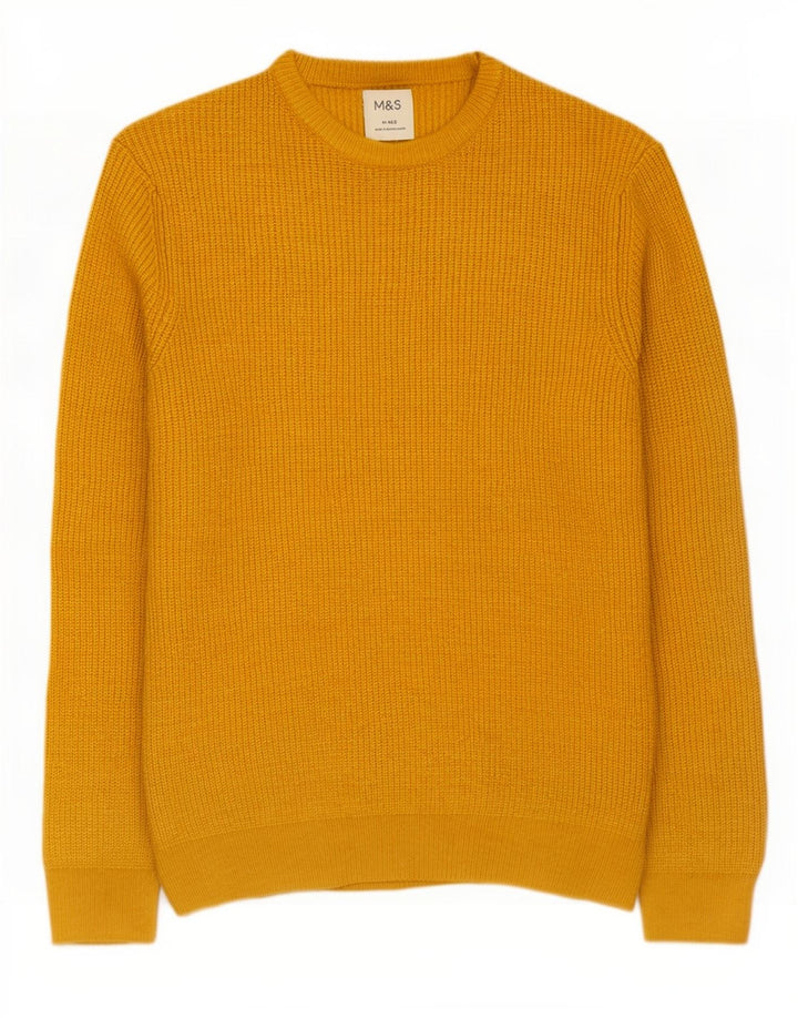 Suéter masculino Marks & Spencer com gola redonda em poliamida amarelo médio