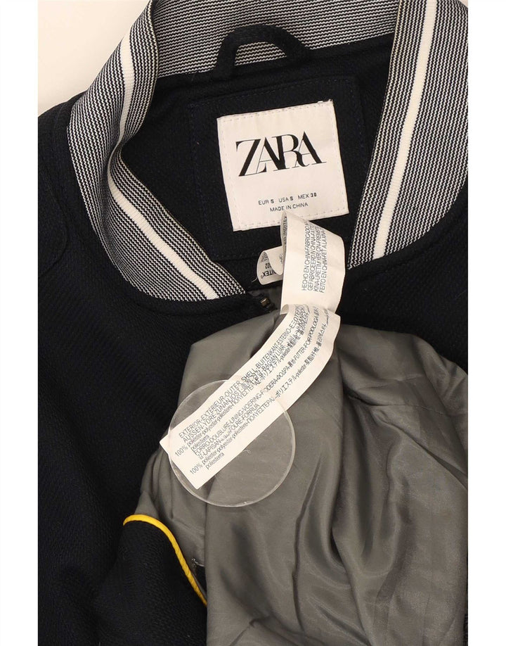 Jaqueta bomber masculina Zara UK 36 poliéster azul marinho pequeno