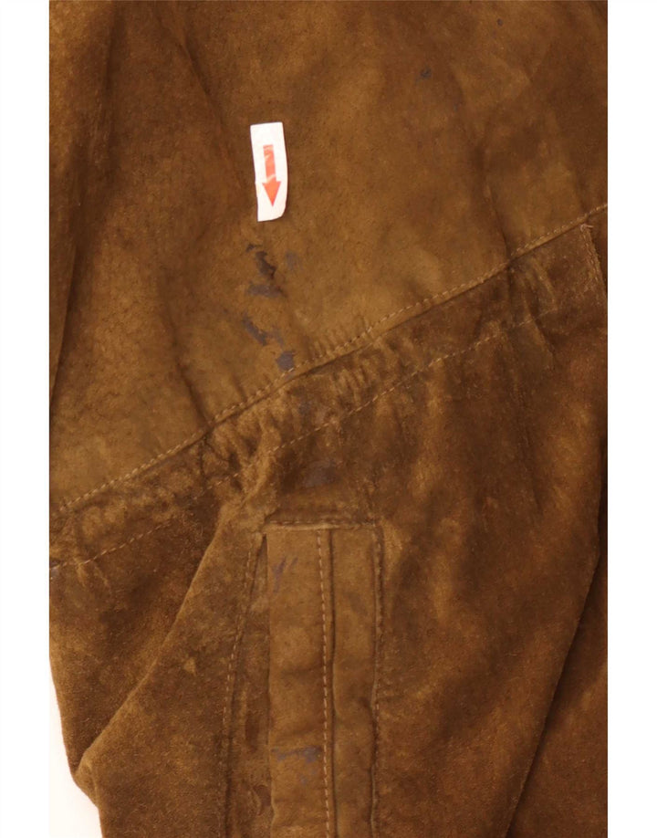 Sobretudo feminino vintage de camurça com capuz grande EU 44 XL bege
