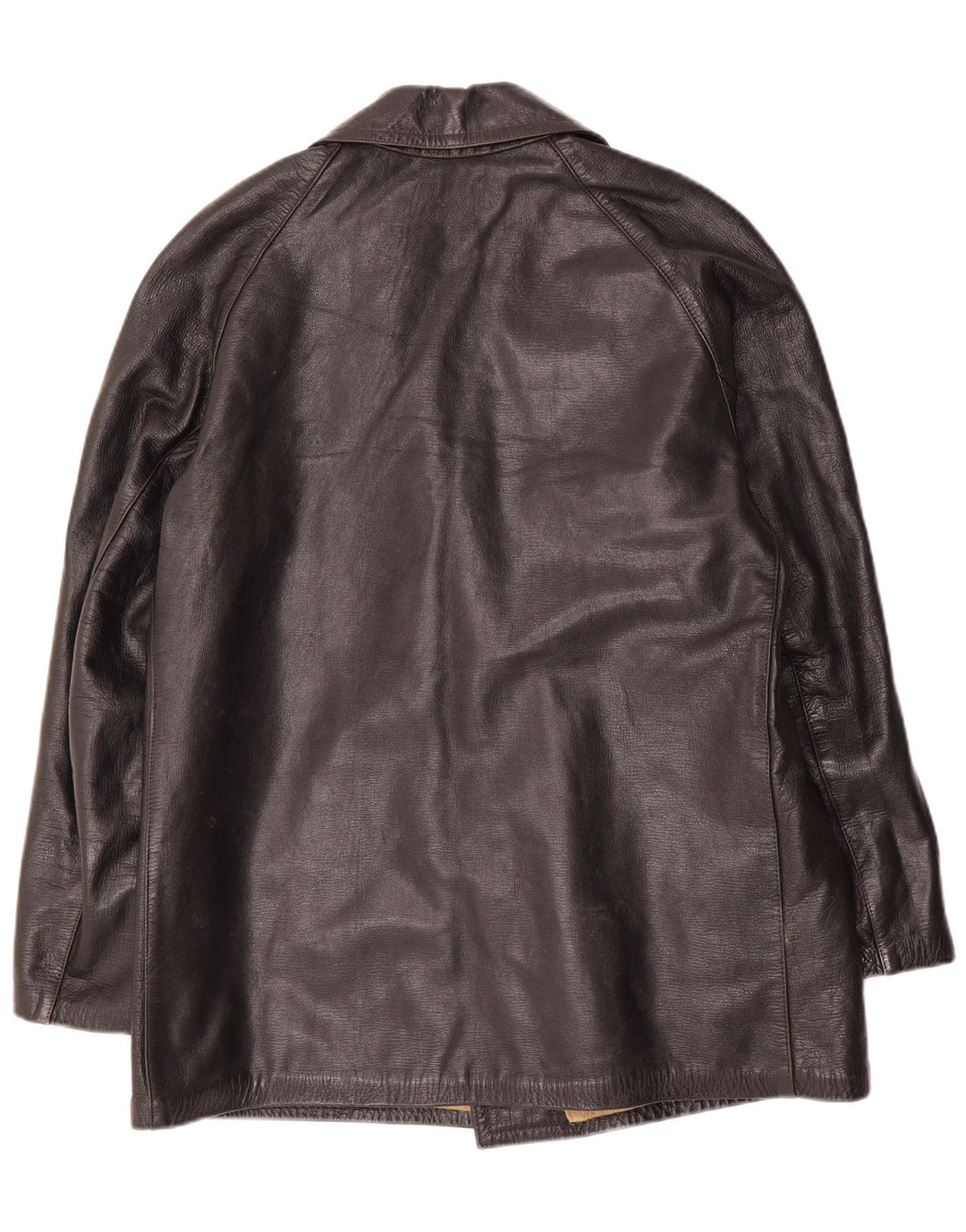 Jaqueta de couro vintage masculina com peito duplo UK 38 média preta