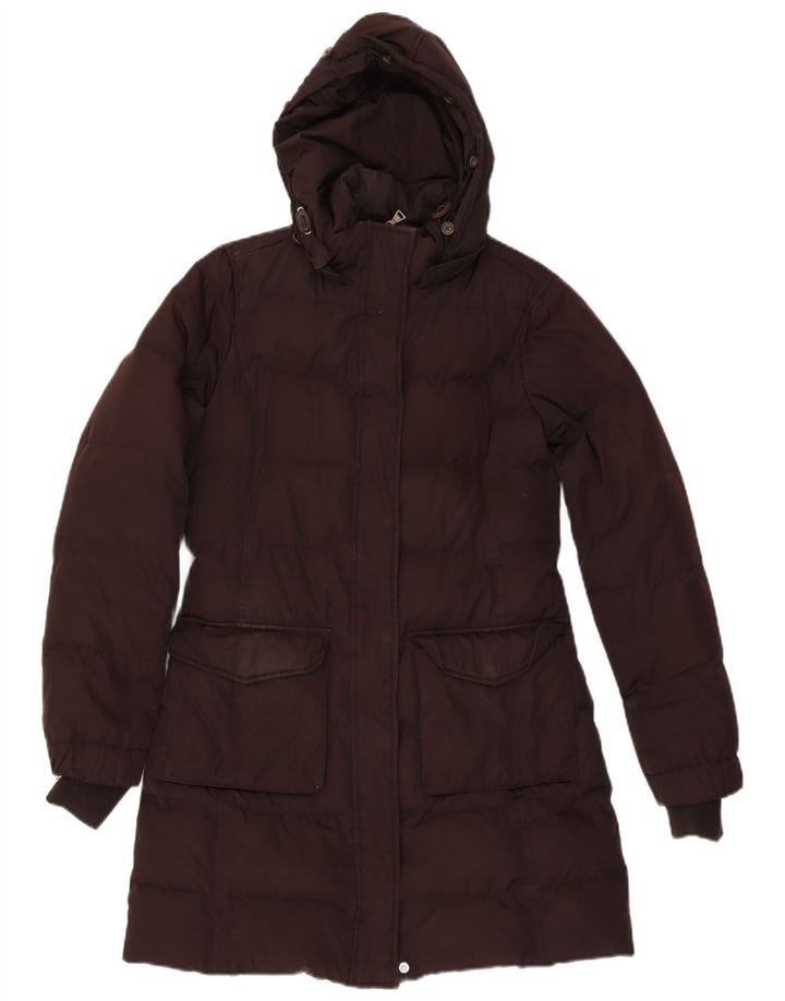 Casaco acolchoado com capuz feminino Tommy Hilfiger Reino Unido 14 poliéster marrom médio