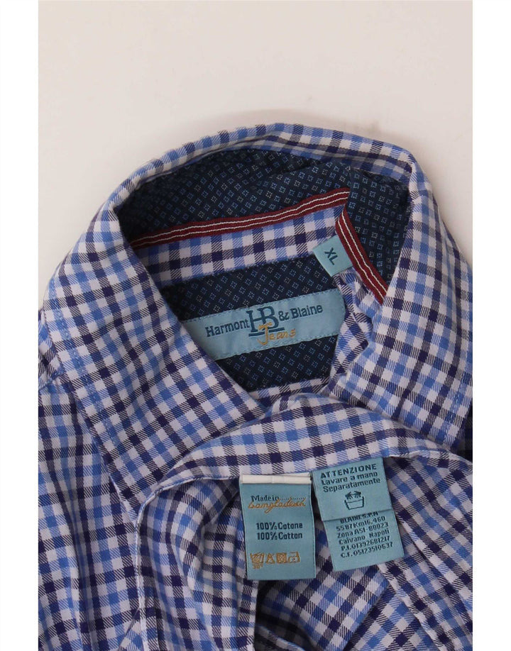 Camisa masculina Harmont & Blaine XL azul algodão guingão