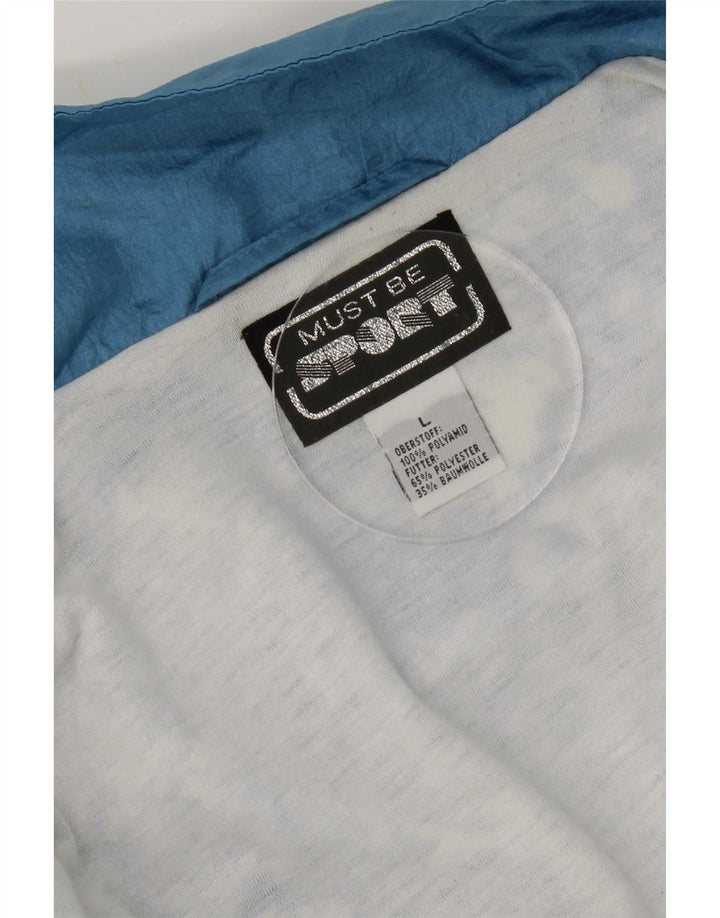Fato de treino completo masculino vintage grande azul geométrico Nylon