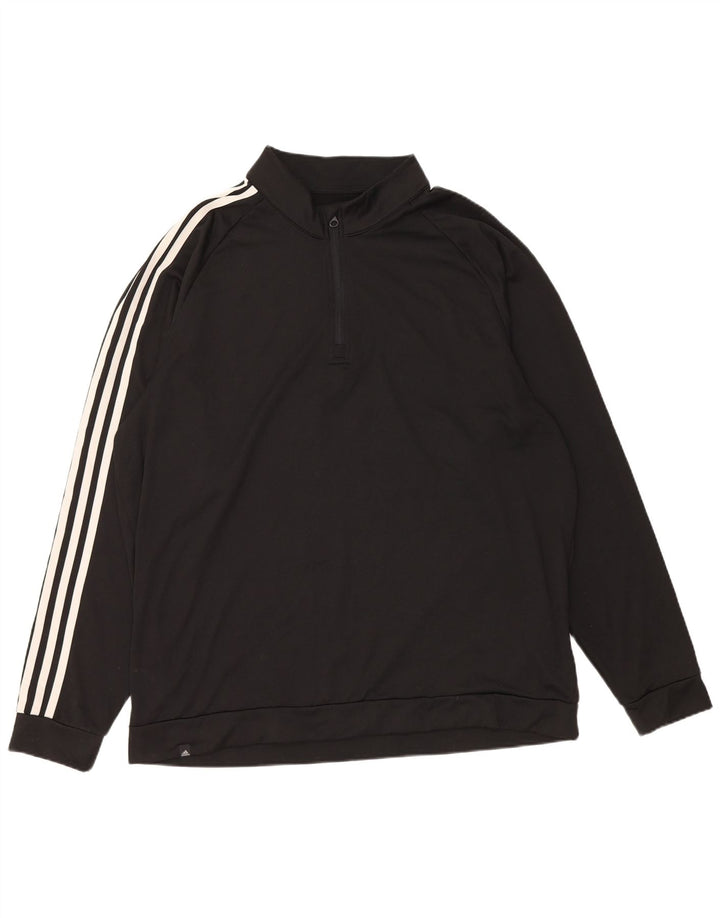 Adidas Mens Zip Neck Moletom Jumper XL Preto Poliéster