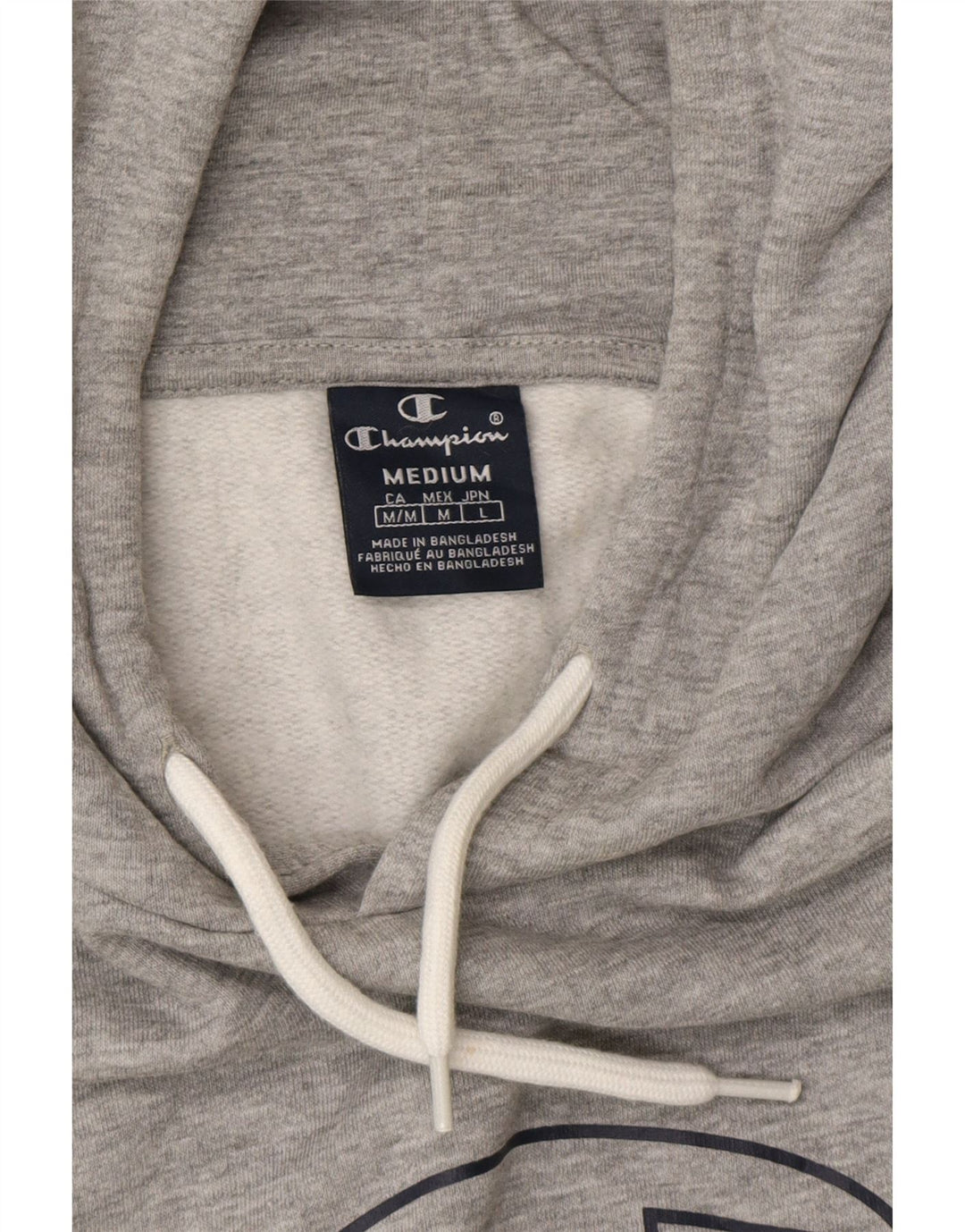 CHAMPION Mens Graphic Hoodie Jumper Medium Grey Cotton Vintage Champion and Second-Hand Champion from Messina Hembry 