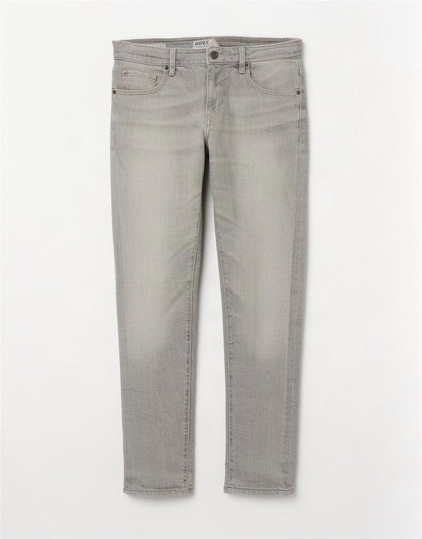Rifle feminino slim jeans W30 L30 algodão cinza