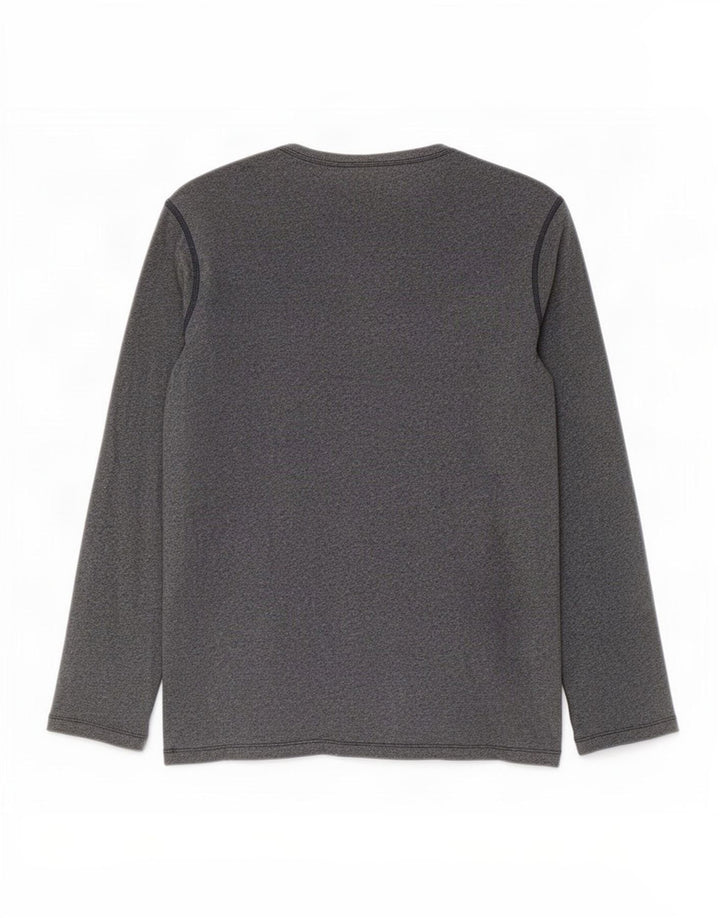 Gap Mens Top manga comprida pequeno algodão manchado cinza