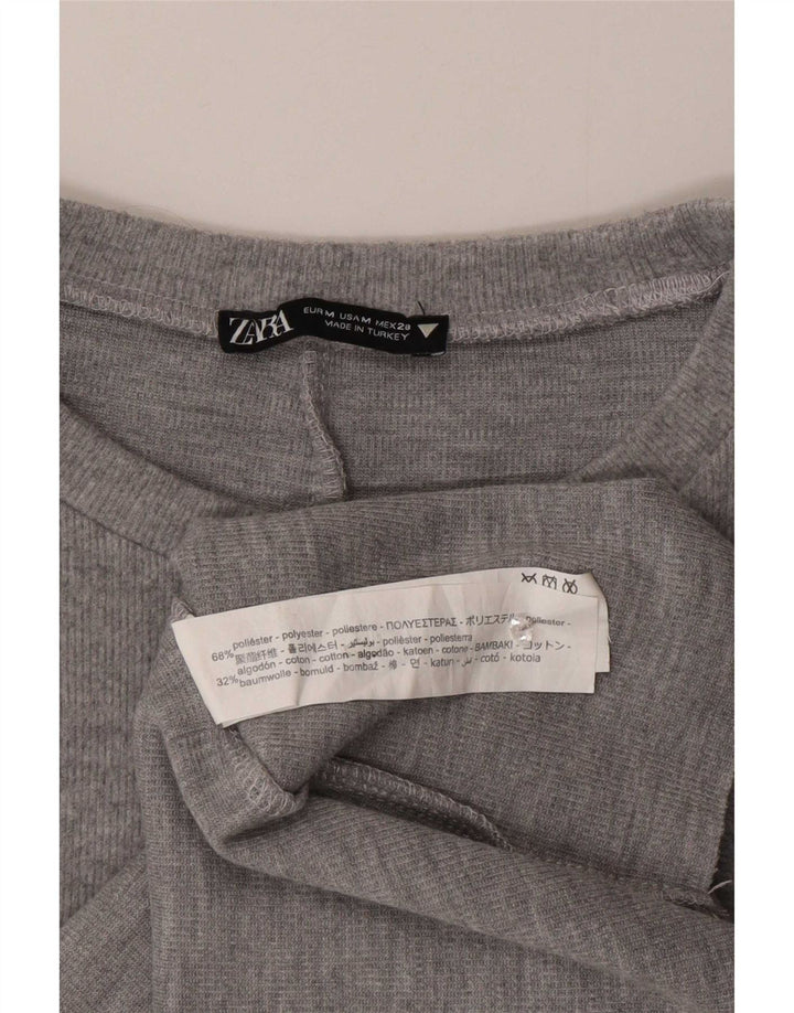Top colete feminino Zara UK 14 poliéster cinza médio