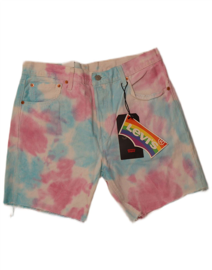LEVI'S Masculino 501 Shorts Jeans W32 Médio Multicolorido Tie Dye Algodão