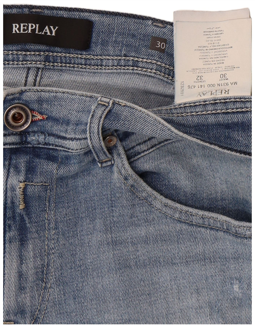 Replay jeans feminino cortado desgastado W30 L24 algodão azul