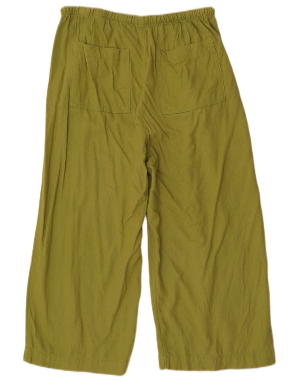 Calça capri feminina de cintura alta Marks & Spencer Reino Unido 12 médio W34 L22 verde