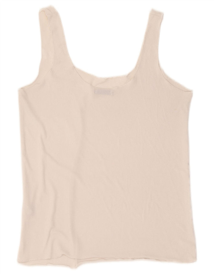 Zara Womens Crop Vest Top UK 14 Grande Poliéster Branco