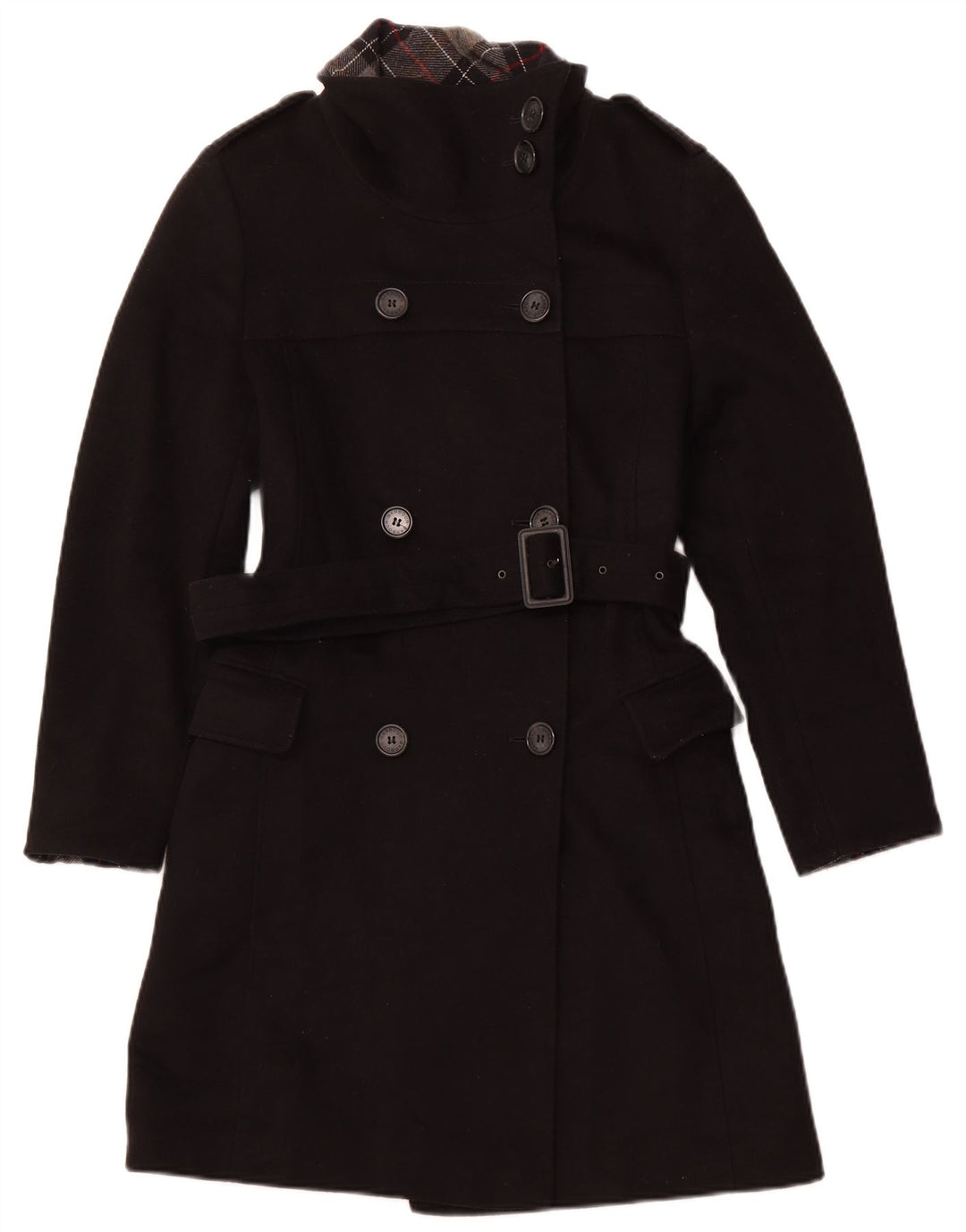 Trench Coat feminino Barbour UK 8 pequeno lã preta