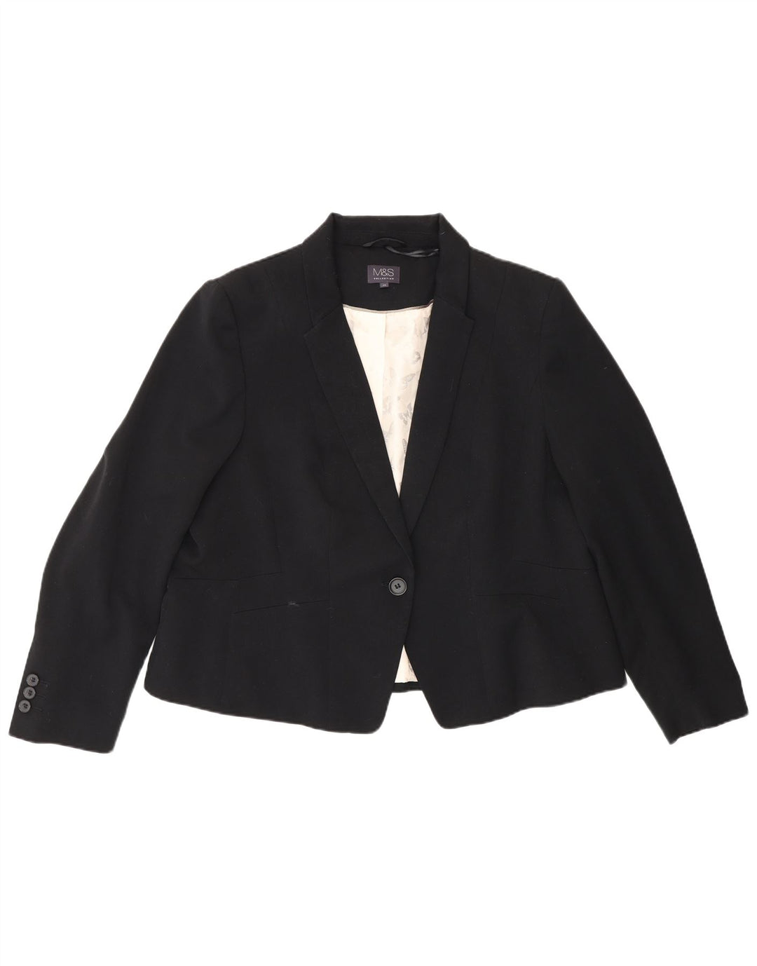 Jaqueta blazer feminina Marks & Spencer com 1 botão Reino Unido 20 2XL poliéster preto