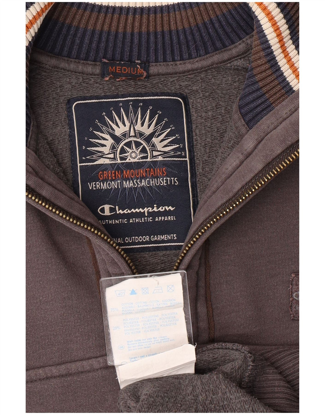 Moletom masculino Champion com zíper e gola em algodão cinza médio