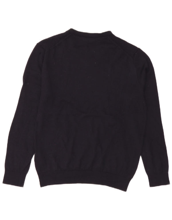 Suéter masculino Reiss com decote em V grande lã merino azul marinho