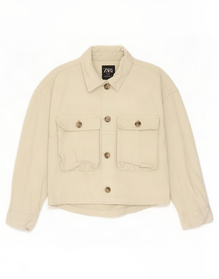 Zara Womens Bomber Jacket UK 10 Pequeno Algodão Verde