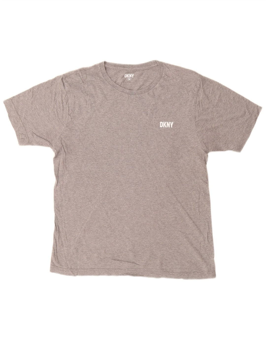 Camiseta masculina DKNY top algodão manchado cinza médio