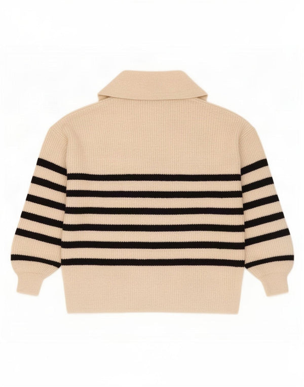 Suéter feminino Marks & Spencer com gola polo, Reino Unido 16, grande, branco