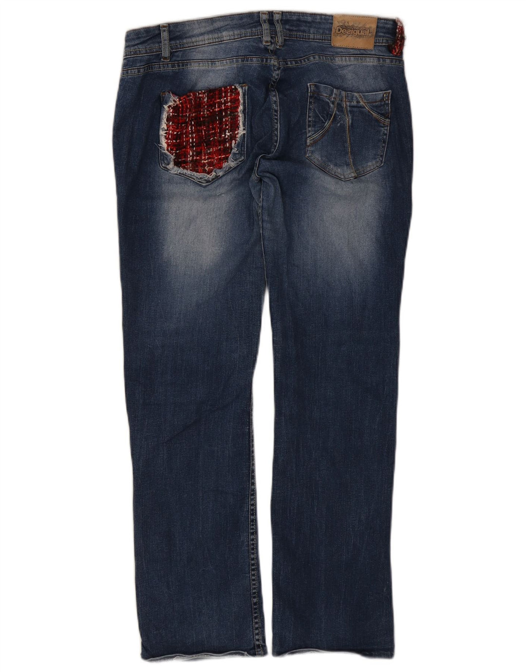 DESIGUAL Jeans feminino arco-íris reto W34 L28 algodão azul
