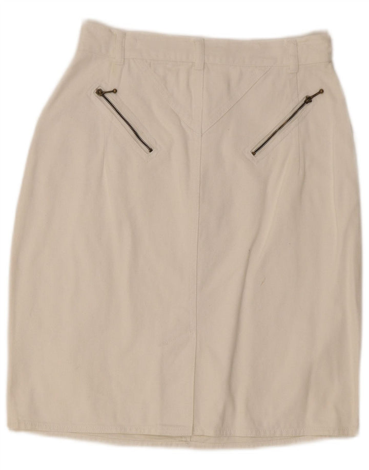 Saia reta feminina vintage IT 42 médio W27 algodão branco