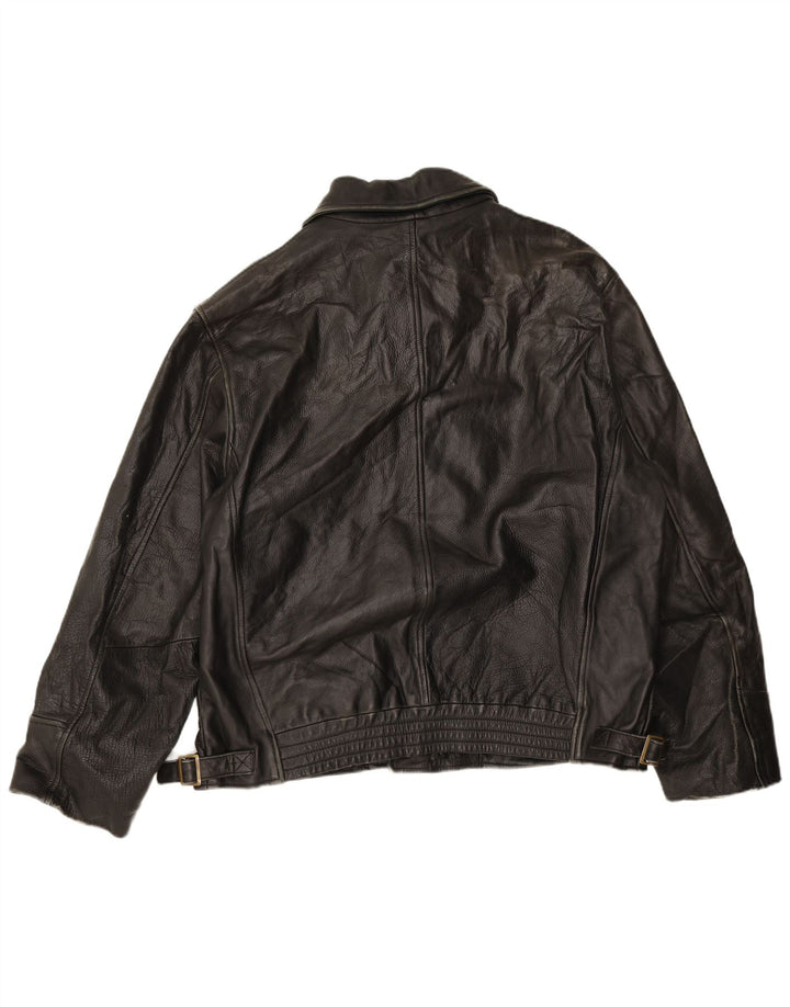 Jaqueta de couro masculina vintage IT 56 3XL couro preto