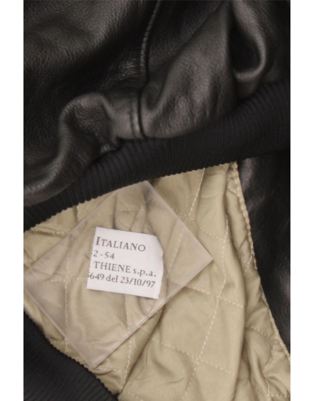 Jaqueta de couro militar masculina VINTAGE IT 52 XL preta