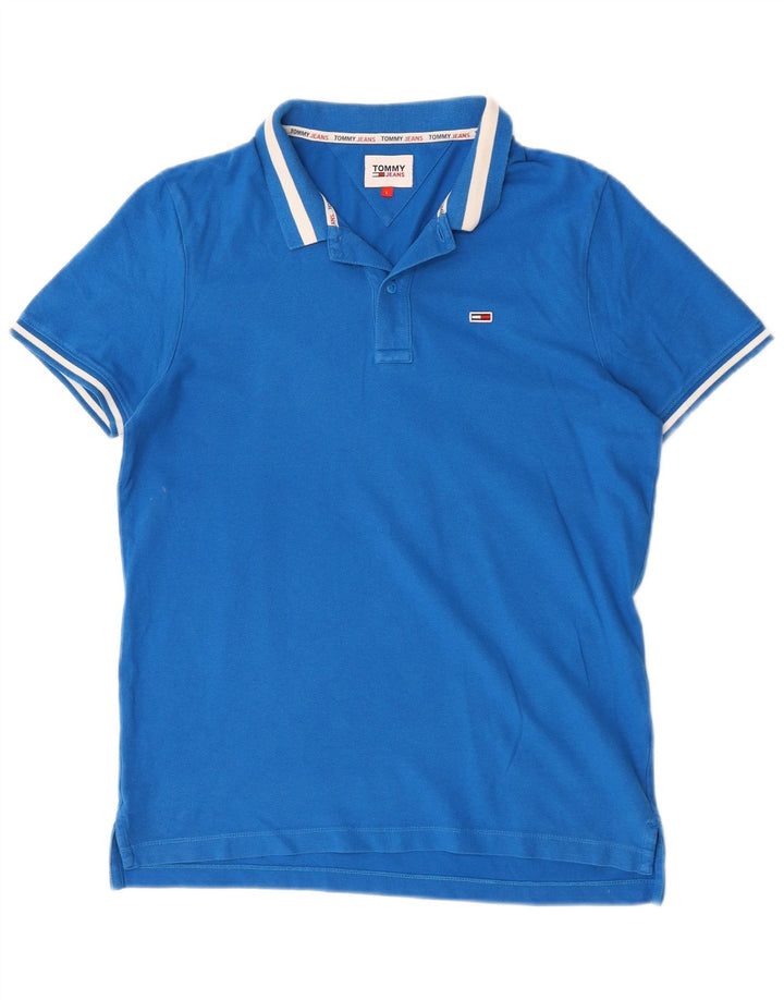 Camisa polo masculina Tommy Hilfiger grande algodão azul